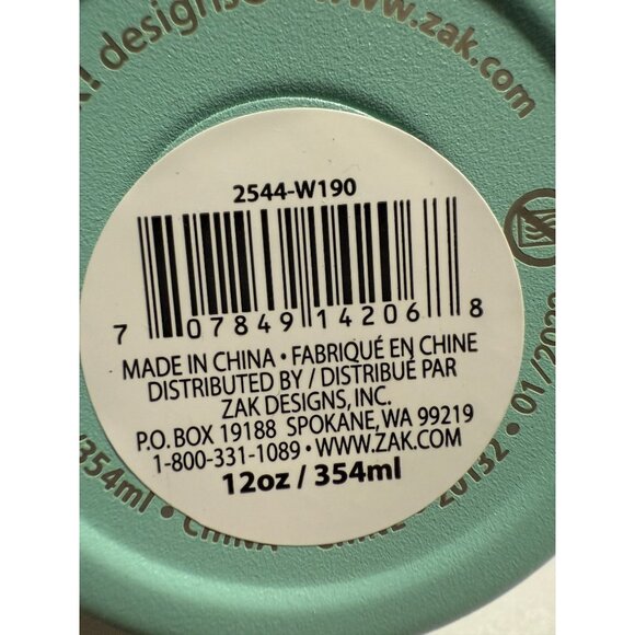 Zak Designs Aqua Blue Slim Can Cooler 12.5oz Double Wall Insulated - Picture 6 of 6